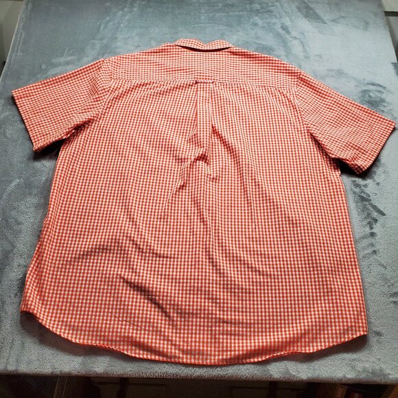 Saddlebred Button Down Short Sleeve Plaid Shirt 1 Pckt Orange White Men Sz 2XLT - Picture 2 of 10